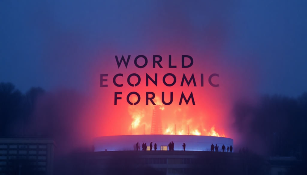 a group of people standing in front of a building on fire